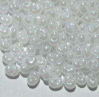 25 grams of 3x7mm Milky White Lustre Farfalle Seed Beads